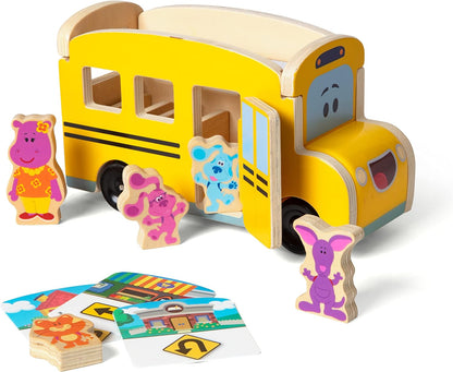 Melissa &amp; Doug 33011 Blue's Clues &amp; You Autobús escolar retráctil de madera, multicolor