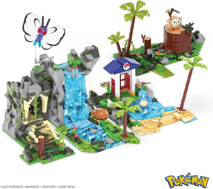 MEGA Conjunto de brinquedos de construção Pokémon Jungle Voyage com 1362 peças, 4 personagens articulados e articulados e ambiente, para crianças