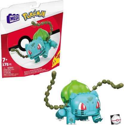 MEGA Conjunto de brinquedos de construção Pokémon Build & Show Bulbasaur com 175 peças, articulado e articulado, 10 cm de altura, para crianças, GVK83