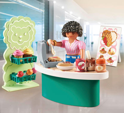 Playmobil 71540 myLife: Sweets Stand, deliciosos lanches para energia, incluindo waffles, pirulitos e doces, conjuntos de jogos detalhados adequados para crianças a partir de 5 anos