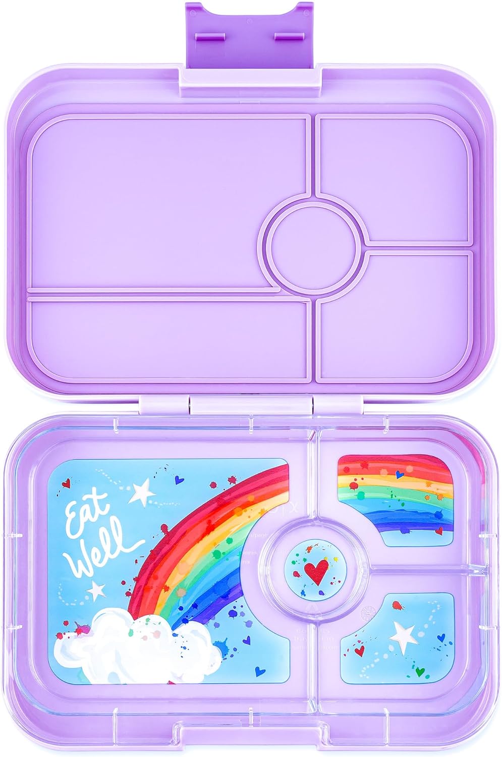 yumbox  Tapas tamanho maior - lancheira Bento à prova de vazamentos de 4 compartimentos para pré-adolescentes, adolescentes e adultos (roxo Sevilha com bandeja arco-íris)