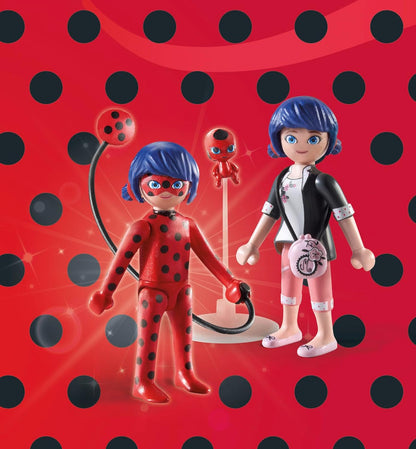 Playmobil 71336 Miraculous: Marinette & Ladybug, incluindo Kwami Tikki e diversos acessórios, aventura com Ladybug, dramatização divertida e imaginativa, conjuntos de jogos detalhados adequados para crianças a partir de 4 anos