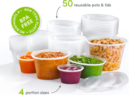 Mummy Cooks 50 potes variados de porções iniciais de desmame de 4 a 12 meses para congelar comida de bebê, reutilizáveis, sem BPA