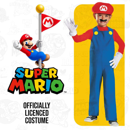 DISGUISE Fantasia oficial de Nintendo Super Mario para crianças inclui boné e luvas de Super Mario - Tamanho pequeno até 4 anos