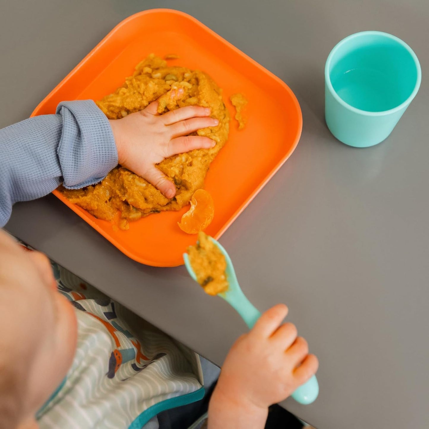 Nuby Potes de armazenamento Good Square Meal Nesting - Duráveis | Laváveis na máquina de lavar louça | Autoalimentados (pacote com 3)