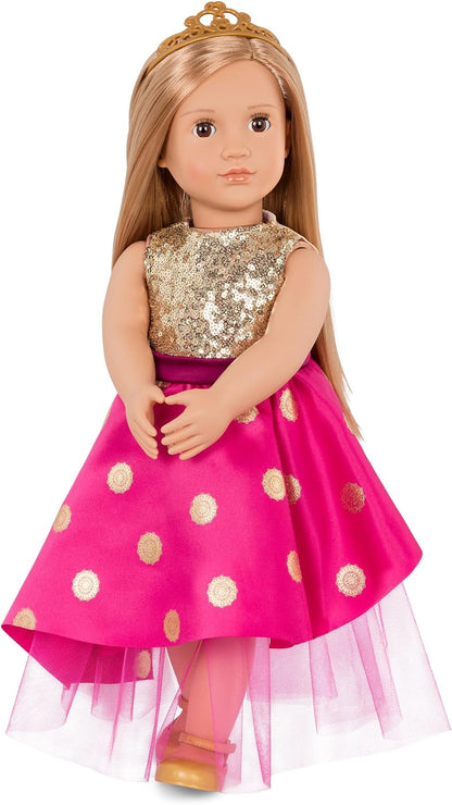 Our Generation Sarah Girl Doll - Boneca fashion de 18 polegadas com tema de princesa com tiara e vestido brilhante - Inclui conjunto de roupas de 4 peças