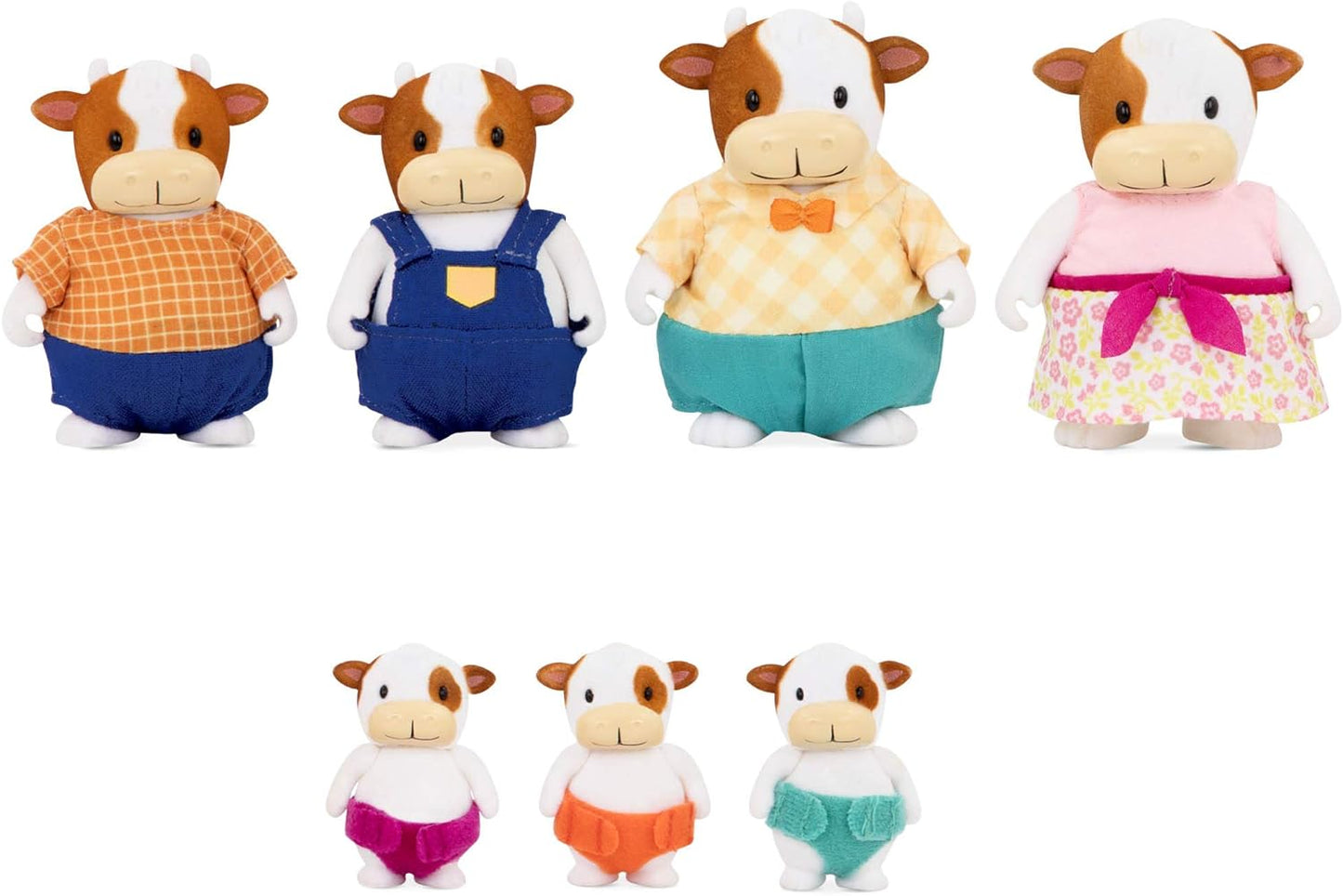 Li'l Woodzeez WZ6724Z Família de vacas FitzMoo para avós grandes - conjunto de 7 peças com estatuetas em miniatura - brinquedos e acessórios de animais para crianças a partir de 3 anos, multicoloridos