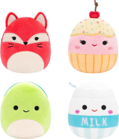 Micromallows SQMM0007 Pacote de 4 – Clara Cupcake, Fifi Fox, Henry Turtle, Melly Milk Carton, Multicor