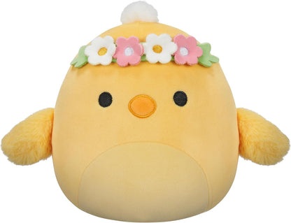 Squishmallows originais de 7,5 polegadas - Squishmallows de Páscoa - Triston, o pintinho amarelo com faixa de flor