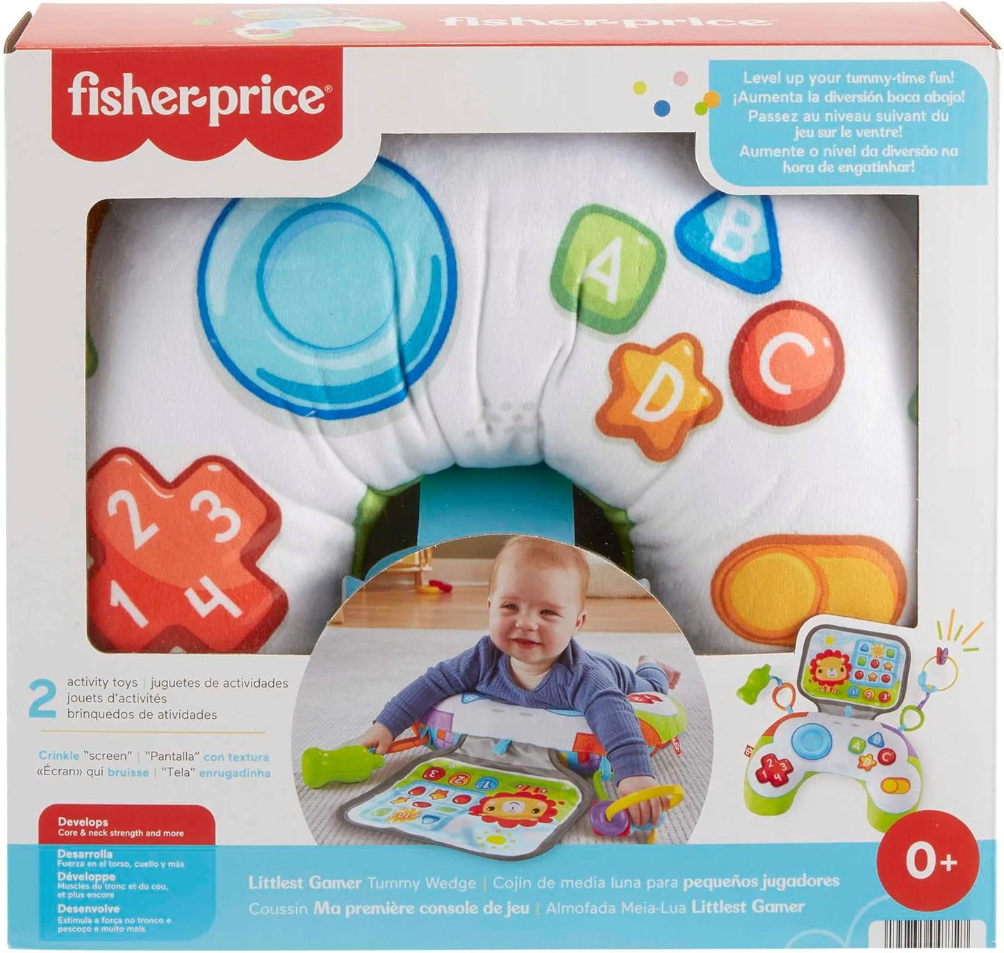 Fisher-Price Littlest Gamer Tummy Wedge, brinquedo sensorial para bebê na hora da barriga