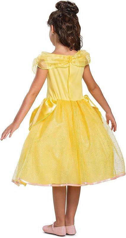 DISGUISE Disney Official Deluxe Princess Belle Dress Up para meninas, Belle Costume Kids, Beauty and the Beast Costume, Belle Fancy Dress Outfit, Fantasias do Dia Mundial do Livro para meninas