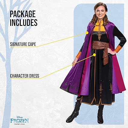 DISGUISE Fantasia oficial premium clássica da Disney Frozen 2 Anna viajando, vestido de princesa para adultos tamanho M