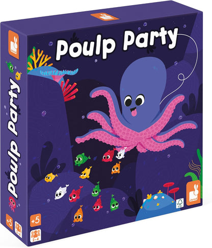 Janod - Poulp Party - Juego de mesa infantil - Juego de habilidad y reflexión - 1 a 4 jugadores - Certificado FSC® - 5 años +,