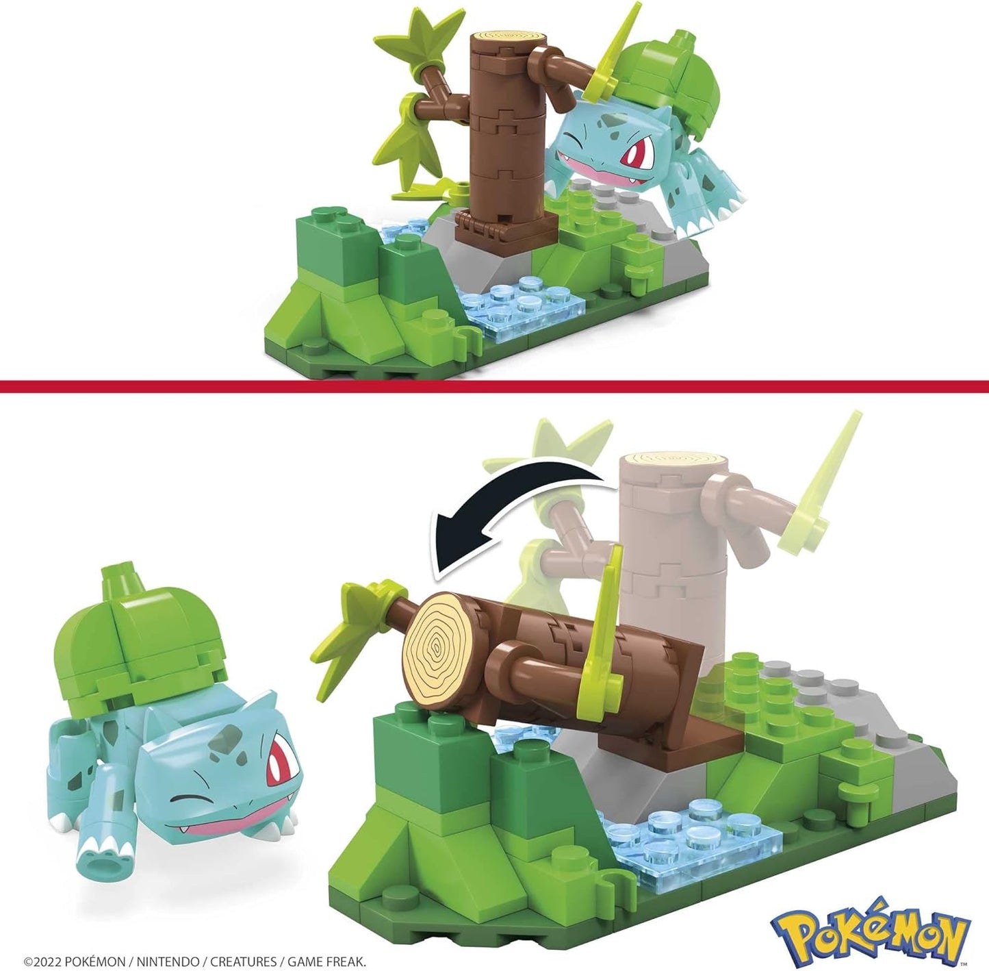 MEGA Conjunto de construção Forest Fun Pokémon Bulbasaur com 82 peças e peças compatíveis que se conectam com outros mundos, conjunto de brinquedo para presente para maiores de 7 anos