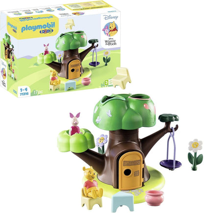 Playmobil 71316 1.2.3 e Disney: Winnie's & Piglet's Tree House, Winnie-the-Pooh, brinquedos educativos para crianças pequenas, brinquedos para presentear e dramatizações divertidas e imaginativas, conjuntos de jogos para crianças com mais de 12 meses