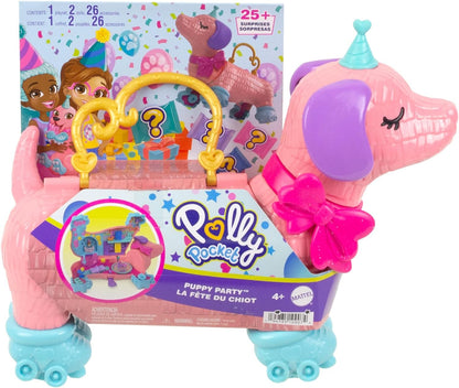 Polly Pocket Dolls e Playset, Animal Toys Puppy Party com 2 bonecas e mais de 25 acessórios, HKV54