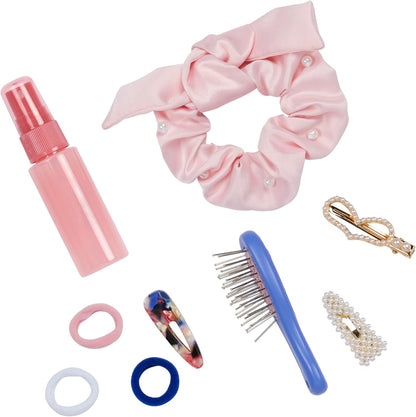 Our Generation Conjunto de rodopios e pérolas de – Acessórios de penteado divertidos para crianças e bonecas de 18 polegadas – Conjunto de acessórios de cabelo de 9 peças