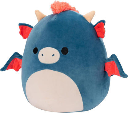 Squishmallows SQCR04221 20" Carin O Dragão Azul e Laranja, Preto