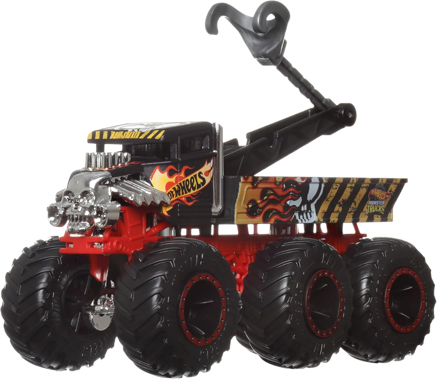 Hot Wheels Monster Trucks Big Rigs, caminhão de brinquedo em escala 1:64 com 6 rodas, transportar ou rebocar outros veículos (os estilos podem variar), HWN86