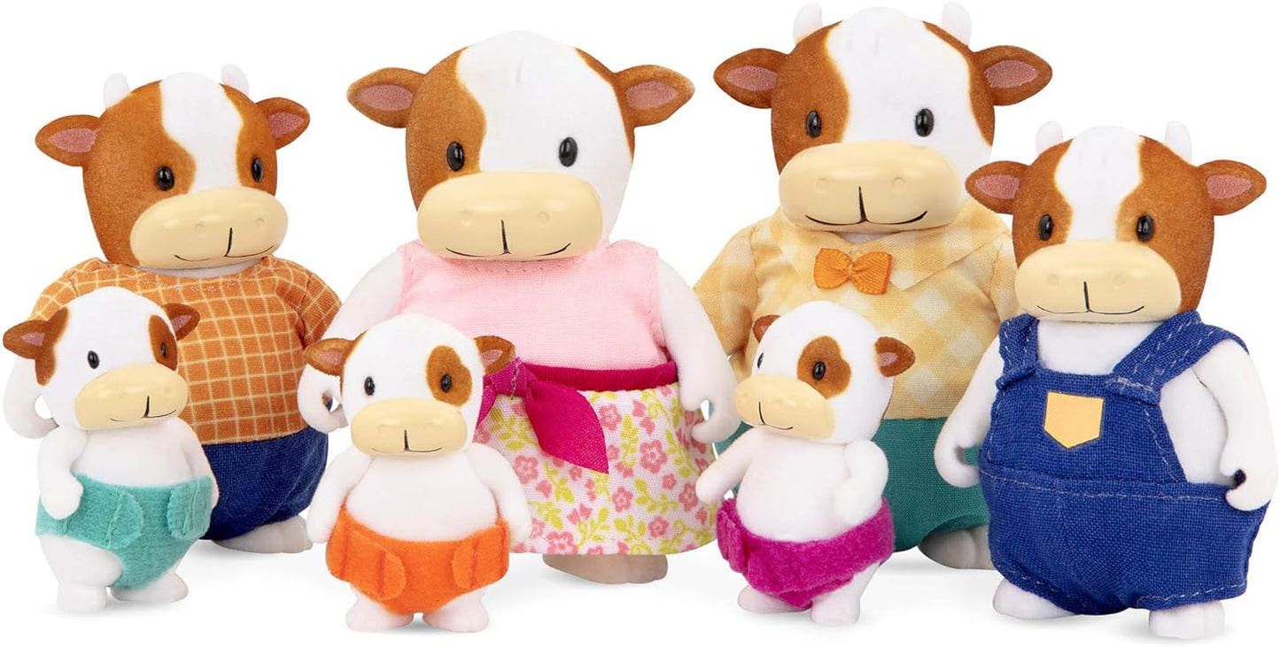 Li'l Woodzeez WZ6724Z Família de vacas FitzMoo para avós grandes - conjunto de 7 peças com estatuetas em miniatura - brinquedos e acessórios de animais para crianças a partir de 3 anos, multicoloridos