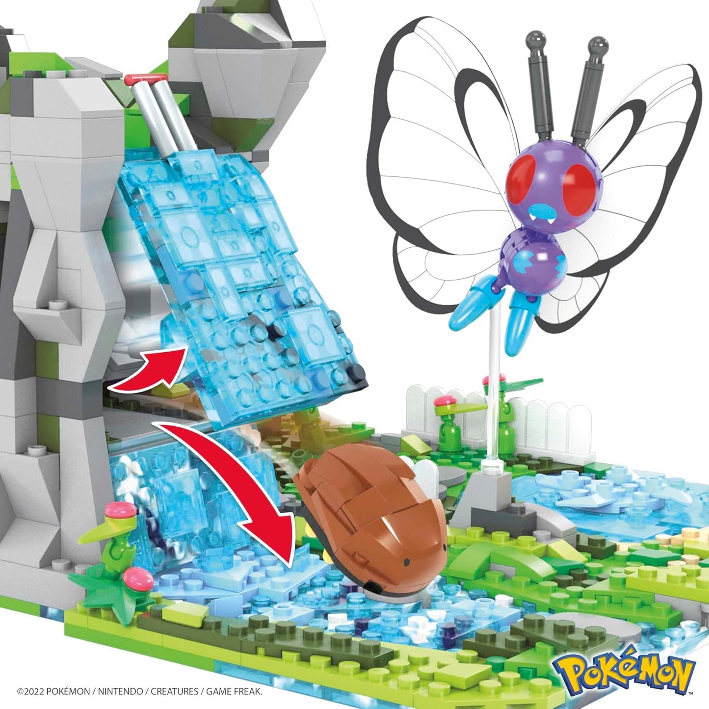 MEGA Conjunto de brinquedos de construção Pokémon Jungle Voyage com 1362 peças, 4 personagens articulados e articulados e ambiente, para crianças