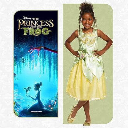 DISGUISE Fantasia oficial de princesa Tiana da Disney para crianças, vestido de princesa para meninas