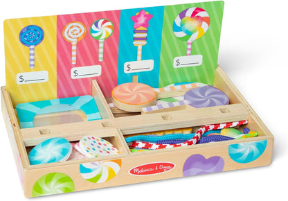 Melissa & Doug Conjunto de brinquedos de pirulito de madeira para meninas e meninos em idade pré-escolar 3+