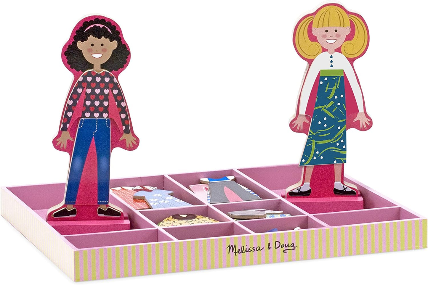 Melissa & Doug Bonecas magnéticas para brinquedos de meninas de 3 anos | Conjuntos de artesanato para meninas e meninos | Kits de artesanato de bonecas de madeira da moda para crianças de 3 anos ou mais