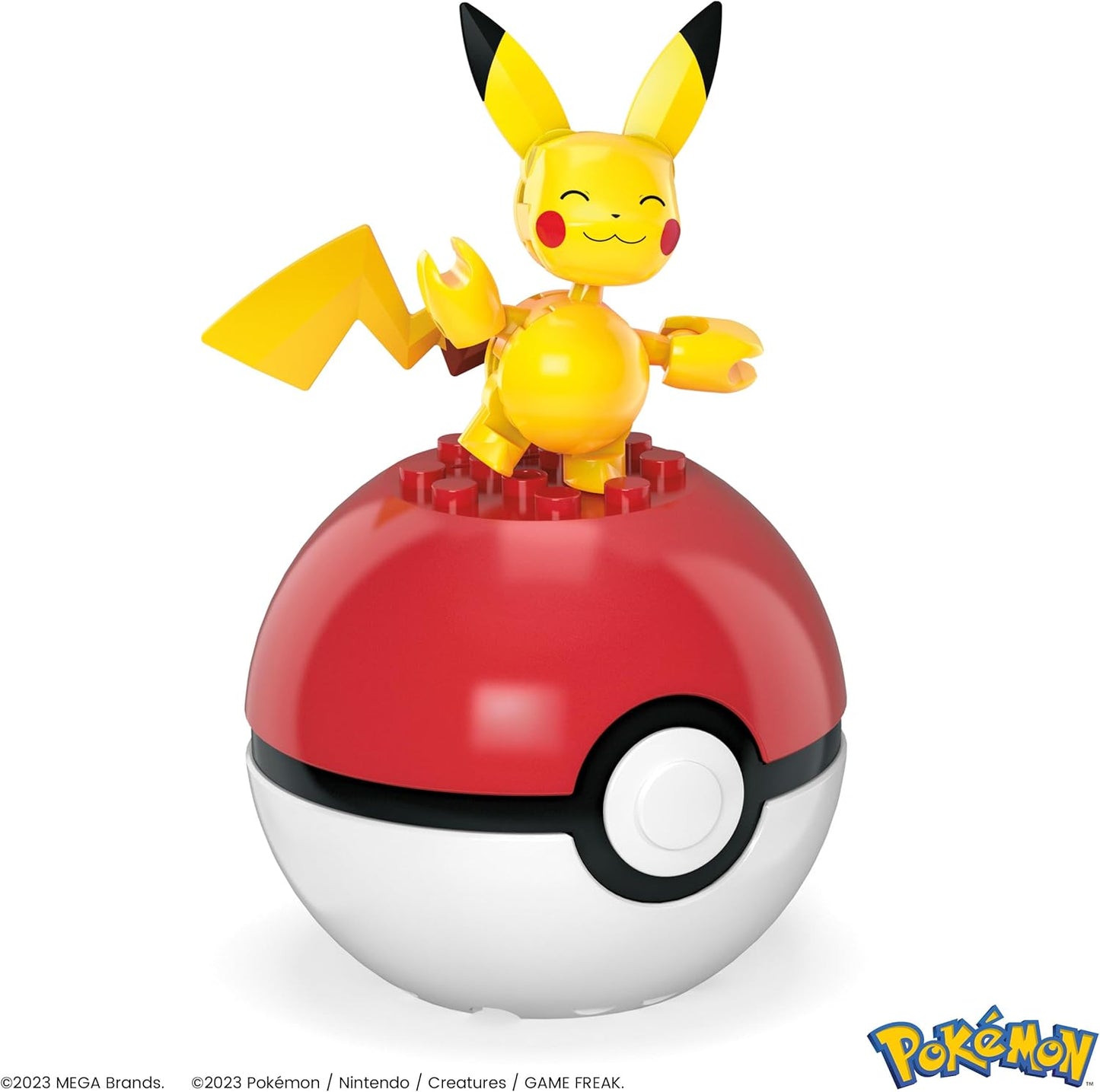 MEGA Brinquedos de construção de bonecos de ação Pokémon para crianças, equipe da região de Paldea com 79 peças, Pikachu Fuecoco Sprigatito e Quaxly, e 1 Pokébola, HPX92