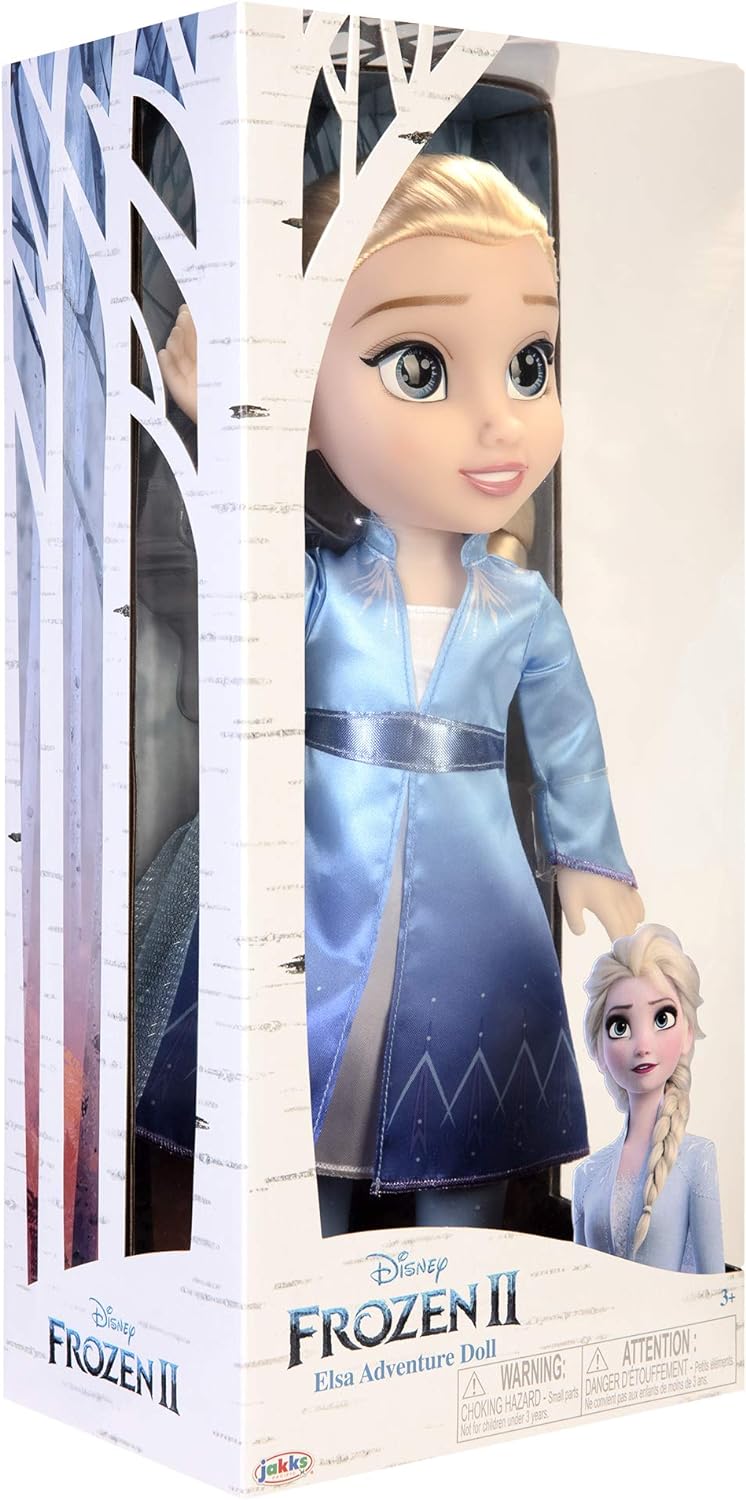 Frozen  Boneca de viagem Disney 2 Elsa, boneca de 14 ”/ 35 cm de altura, inclui vestido de moda icônico inspirado em filmes, botas e cabelo longo trançado para brincadeiras adicionais, para meninas a partir de 3 anos