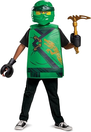 DISGUISE  100369 Fantasia oficial de Ninja de 3 peças de Lloyd Ninjago para crianças - inclui máscara e luvas, verde, tamanho único