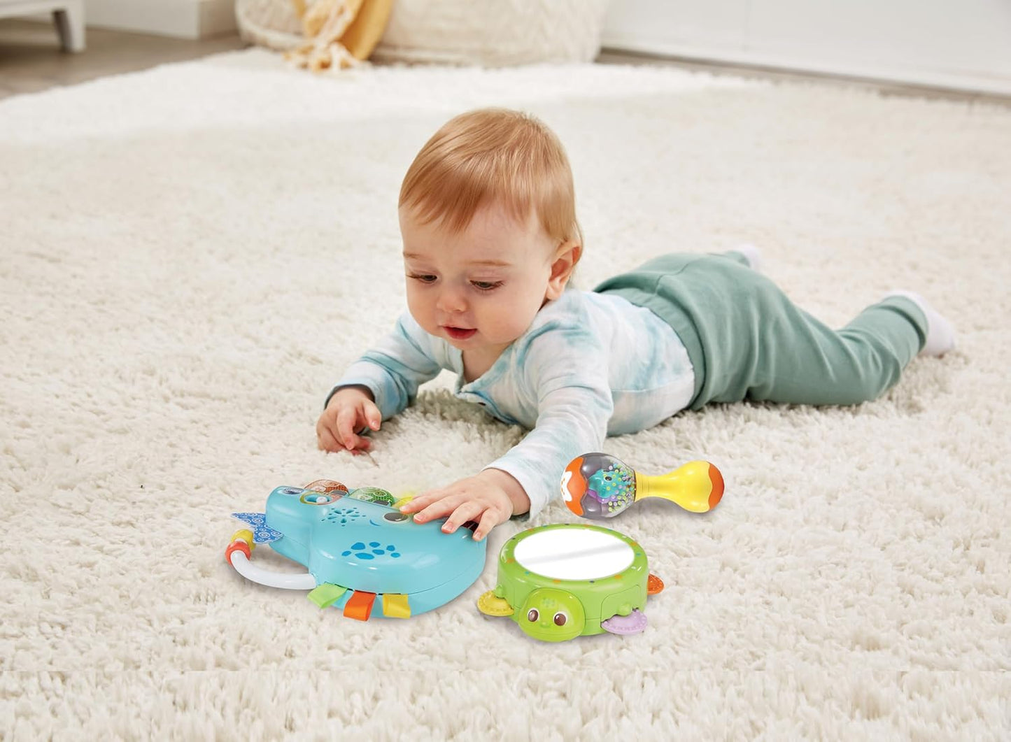 VTech Baby Ocean Buddies Animal Band, 3 instrumentos musicais interativos com sons e frases, ensina animais e cores, brinquedo musical, presente para bebês de 3, 6, 12, 18 meses ou mais, versão em inglês