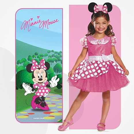 DISGUISE Disfraz Oficial Disney Deluxe de Minnie Mouse Rosa para Niñas, Disfraz de Minnie Mouse, Falda, Disfraces para Niñas, Disfraces del Día Mundial del Libro para Niñas