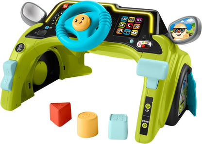 Fisher-Price Brinquedo de aprendizagem para bebês e crianças pequenas da rir e aprender, sentar e dirigir, centro de atividades de carro para motorista com palcos inteligentes para maiores de 6 meses