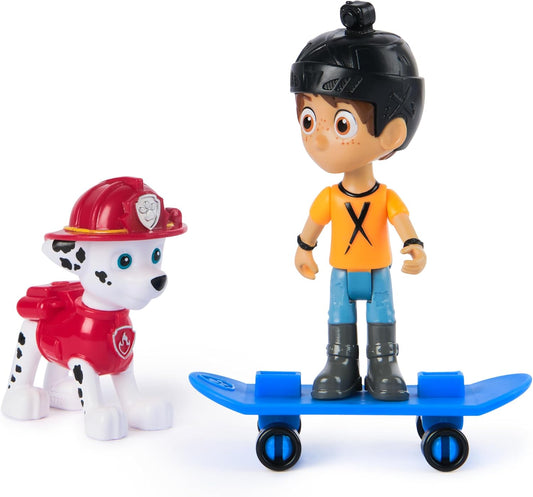 Paw Patrol Marshall e Daring Danny X Figures com skate, brinquedos infantis para meninos e meninas de 3 anos ou mais