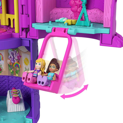 Polly Pocket Aniversário Spin 'n Surprise, tema Unicórnio, 3 andares, 25 acessórios (inclui 2 micro bonecas), ótimo presente para maiores de 4 anos, HHJ11