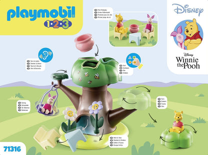 Playmobil 71316 1.2.3 e Disney: Winnie's & Piglet's Tree House, Winnie-the-Pooh, brinquedos educativos para crianças pequenas, brinquedos para presentear e dramatizações divertidas e imaginativas, conjuntos de jogos para crianças com mais de 12 meses