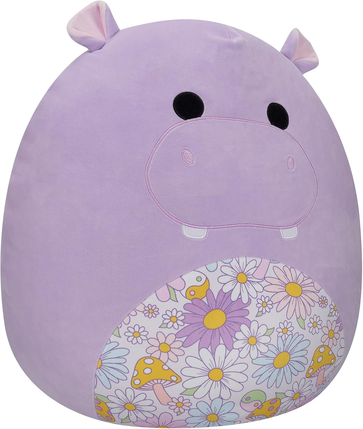 Squishmallows SQCR05494 20 polegadas-Hanna O hipopótamo roxo com barriga floral, multicolorido