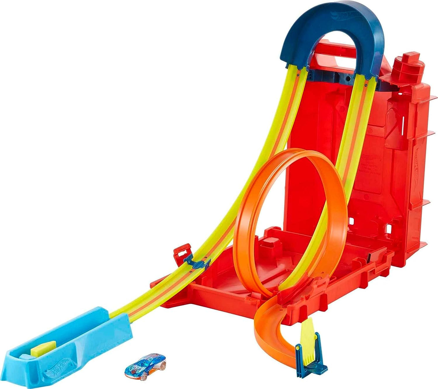 Hot Wheels Track Builder Unlimited Fuel Can Stunt Box, paquete de construcción de pistas para acrobacias y carreras, almacenamiento de pistas y coches de juguete, se conecta a otros juegos, regalo para niños de 6 años en adelante, HDX78