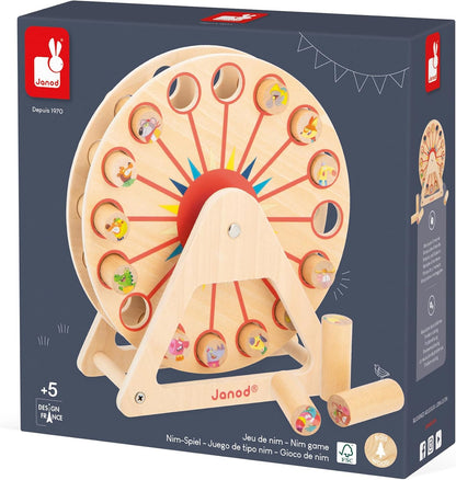 Janod - Roda Gigante de Madeira Applepop - Jogo Infantil - 1 Roda Gigante + 16 Peças - Desenvolve Reflexão e Concentração - Brinquedo de Madeira FSC - 5 Anos +,