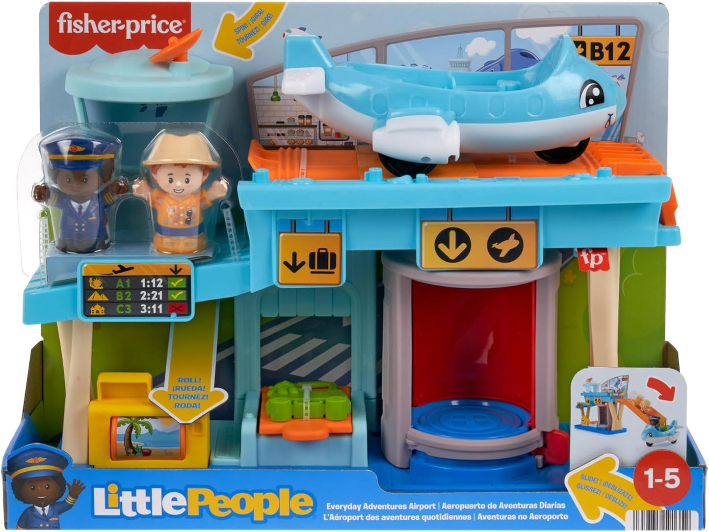 Juguetes Fisher-Price para niños pequeños, aventuras cotidianas, juego de aeropuerto en avión para preescolar, juegos de simulación, a partir de 1 año