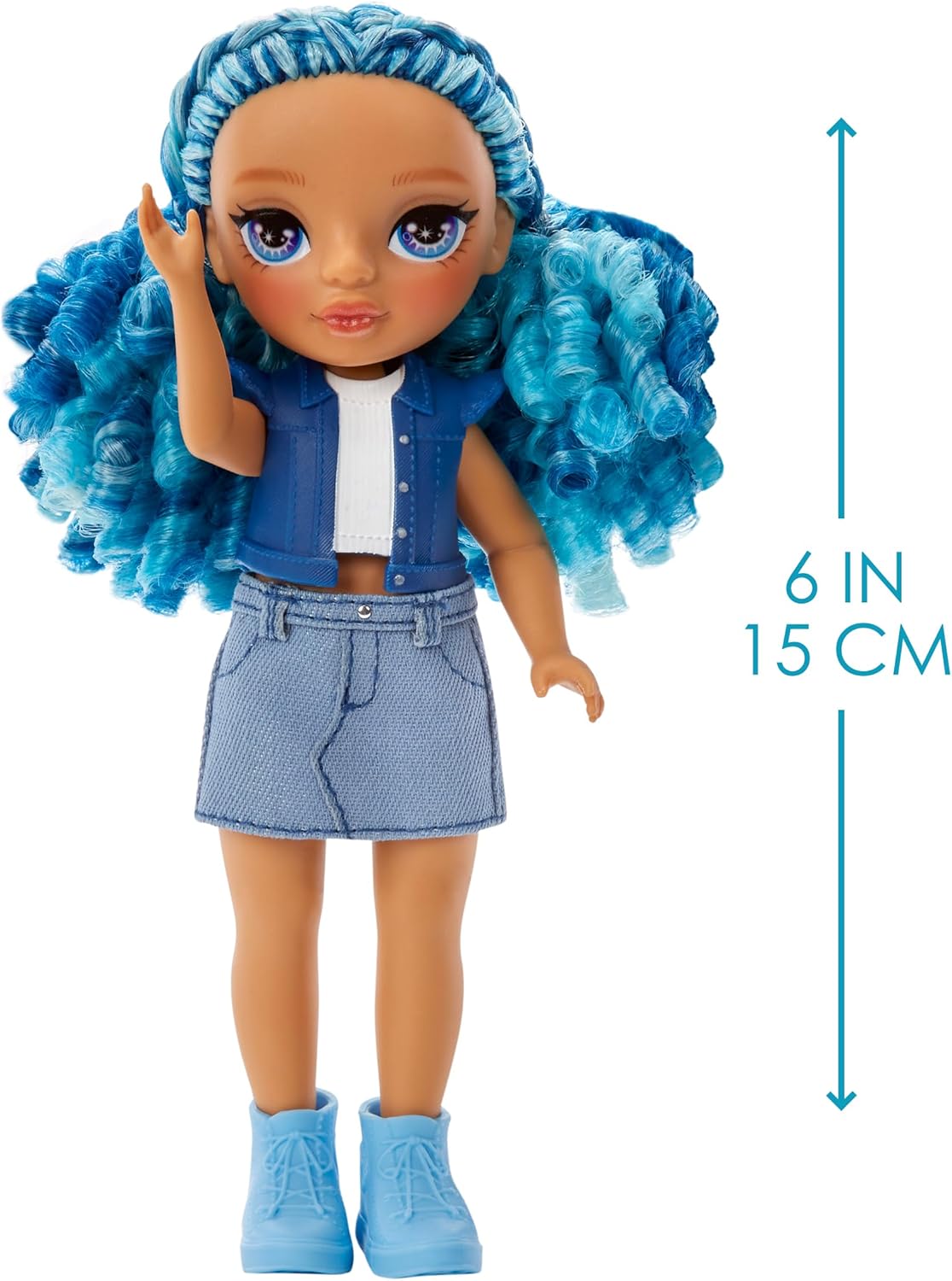 Rainbow High Littles - Sapphire Bradshaw - Boneca fashion pequena e posável - Boneca azul de 14 cm de altura com bolsa e Yeti de estimação mágico - Adequado para crianças e colecionadores