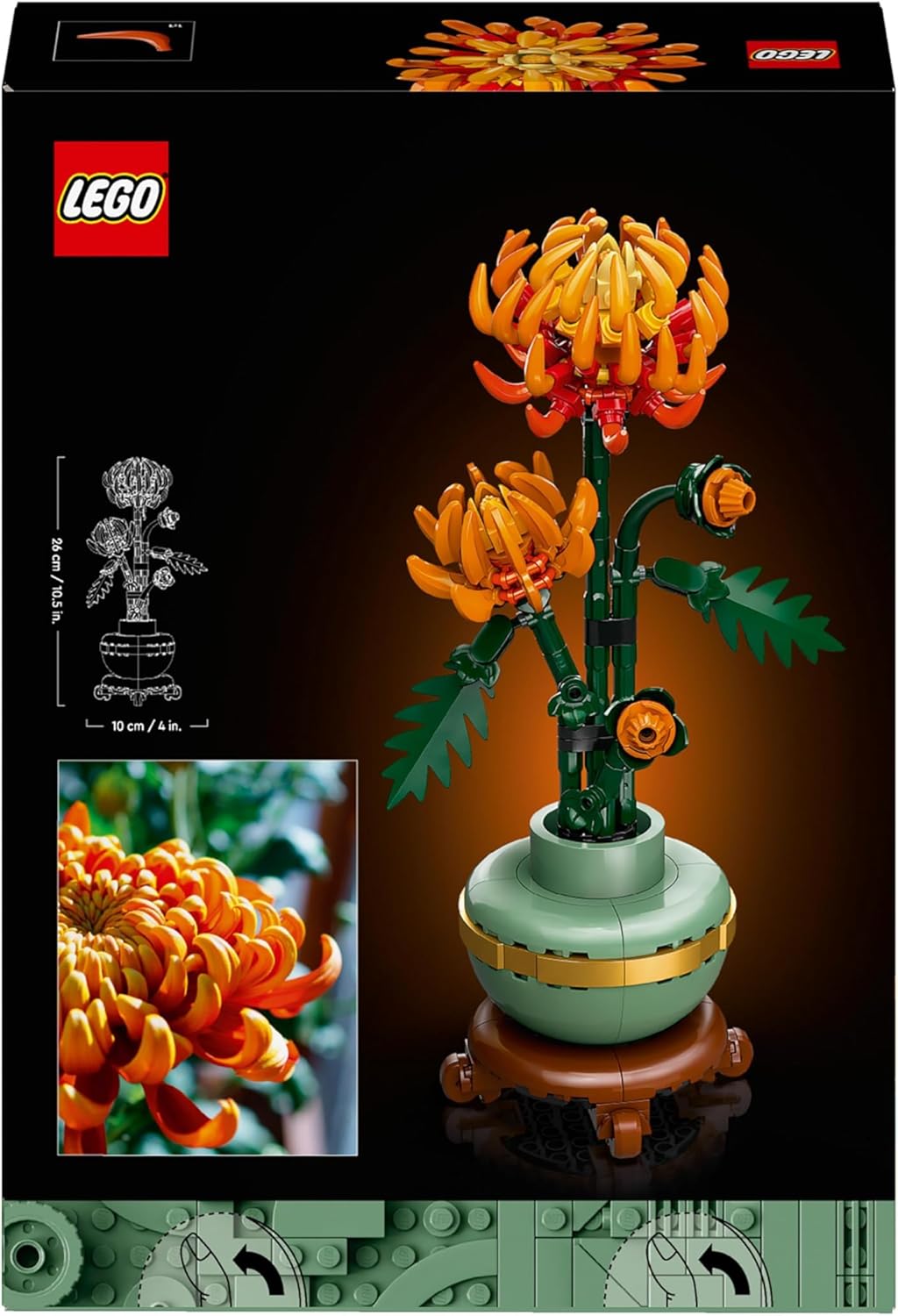 LEGO Conjunto de construção de flores de crisântemo Icons, kit de modelo criativo para adultos construirem, presente de planta artificial para mulheres, homens, ela ou ele, exibição de decoração de escritório doméstico da coleção botânica