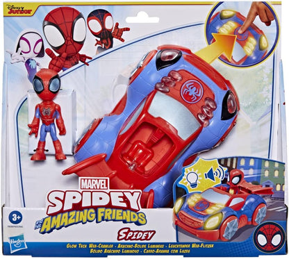 SPIDEY AND HIS AMAZING FRIENDS Hasbro Marvel Glow Tech Web-Crawler Vehicle, brinquedo pré-escolar com luzes e sons, a partir de 3 anos, multicolorido (F4530)