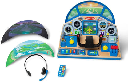 Melissa & Doug Painel interativo Jet Pilot, quadro ocupado, presentes para meninos e meninas de 3 anos, atividades de avião para crianças, brinquedo de avião, brinquedo simulador de avião