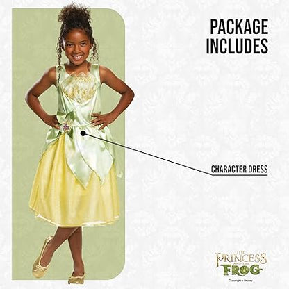 DISGUISE Fantasia oficial de princesa Tiana da Disney para crianças, vestido de princesa para meninas