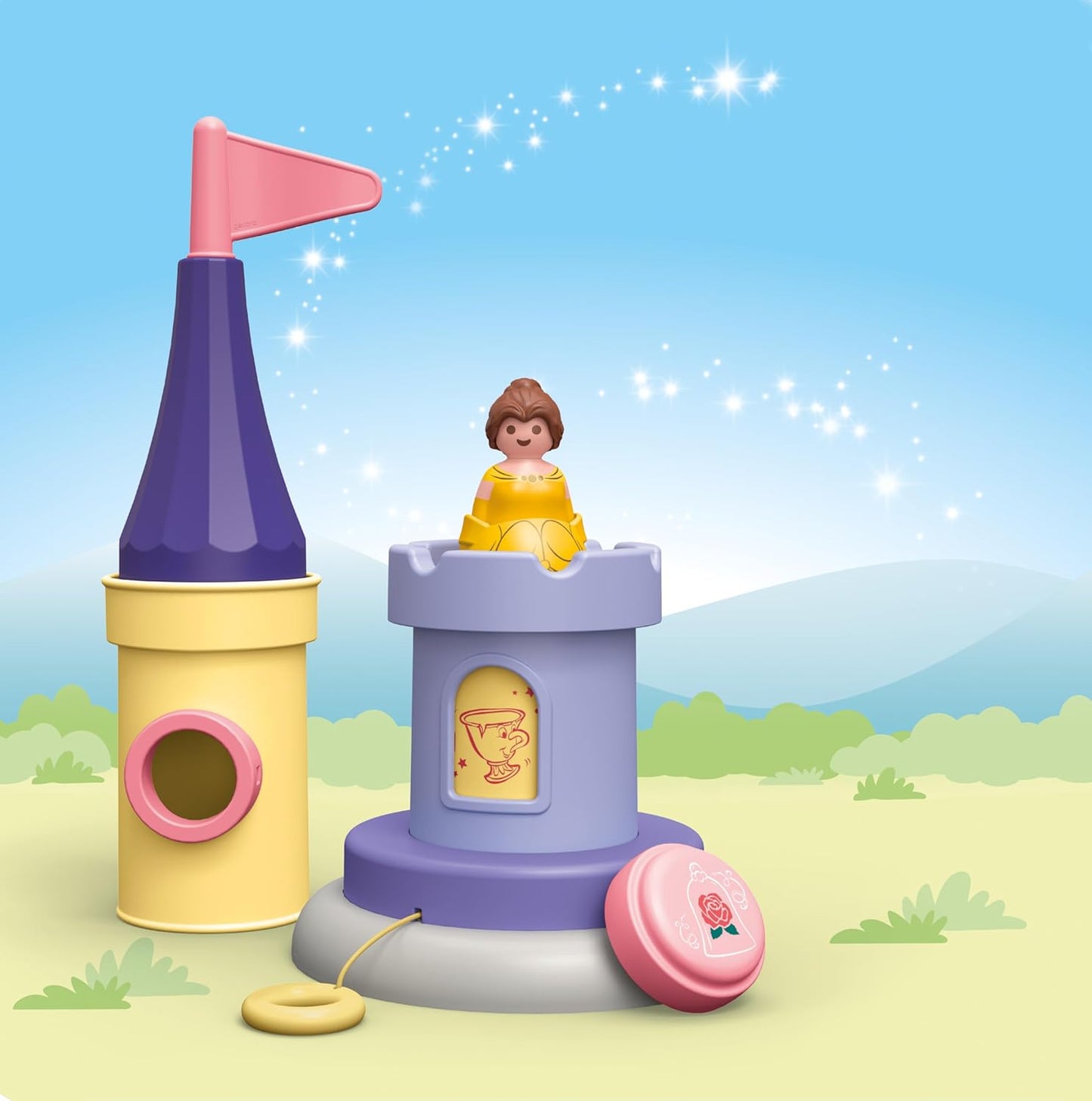 PLAYMOBIL 71458 JUNIOR e Disney: Belle's Play Tower com som, brinquedos para crianças, feitos com mais de 90% de plástico à base de plantas, brinquedos para presentear e dramatizações imaginativas, conjuntos de jogos para crianças com mais de 12 meses