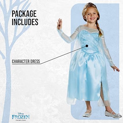 DISGUISE O mais recente vestido clássico oficial da Disney Frozen Elsa para meninas – feito com cetim super macio – Natal, Halloween, vestido de princesa, fantasia, vestido extravagante