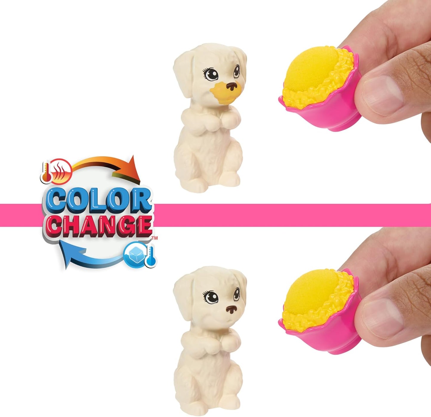 Muñeca Barbie y juego con 2 muñecas de perro de juguete y más de 10 accesorios, fiesta de pijamas para cachorros con función de cambio de color, saco de dormir, antifaz y más, HXN01