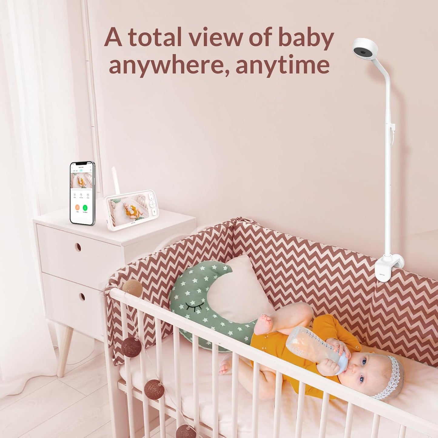 NETVUE Peekababy Monitor de Bebê com câmera e visão noturna, babá eletrônica inteligente com câmera e áudio